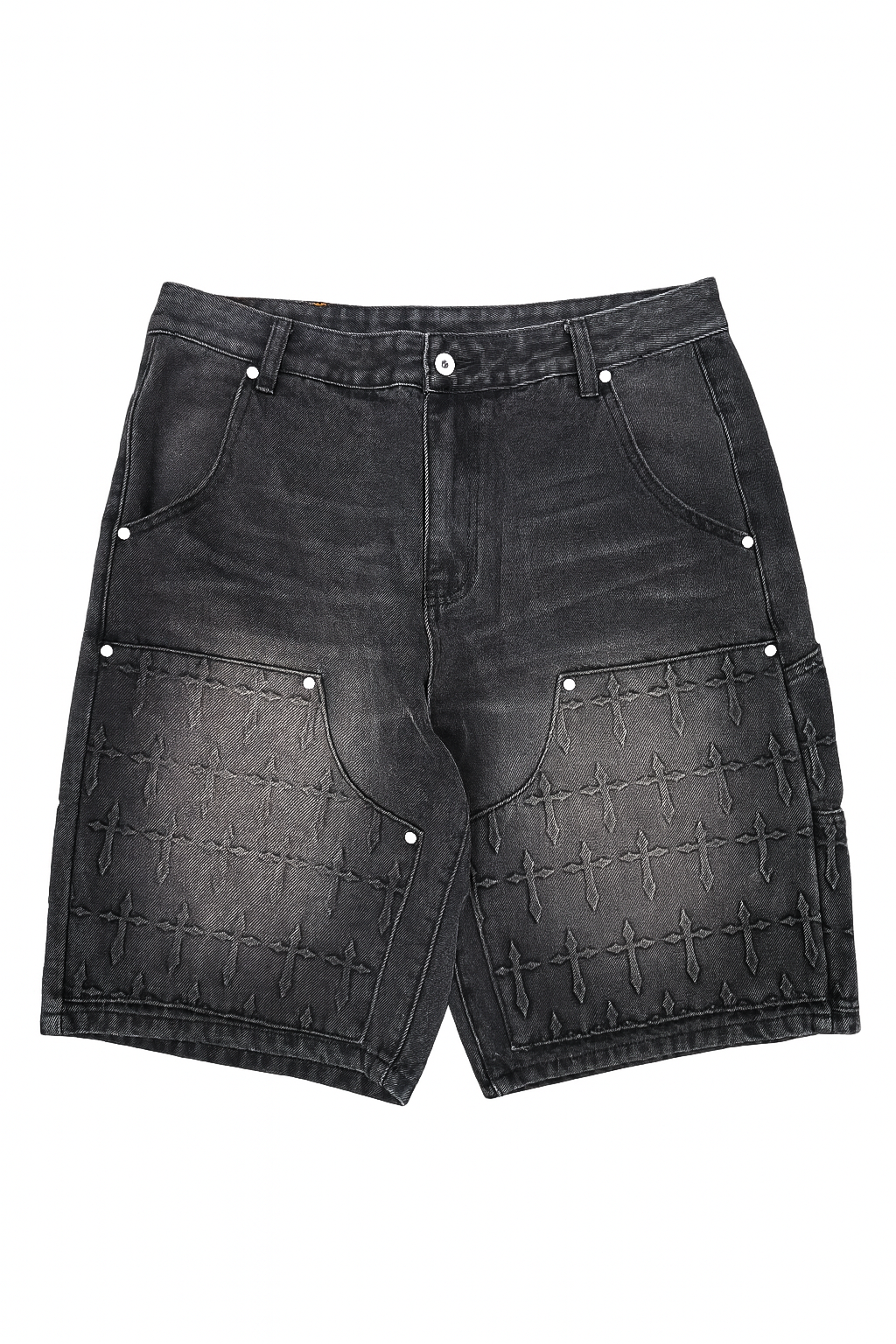 *Embossed Cross Jorts (Black)